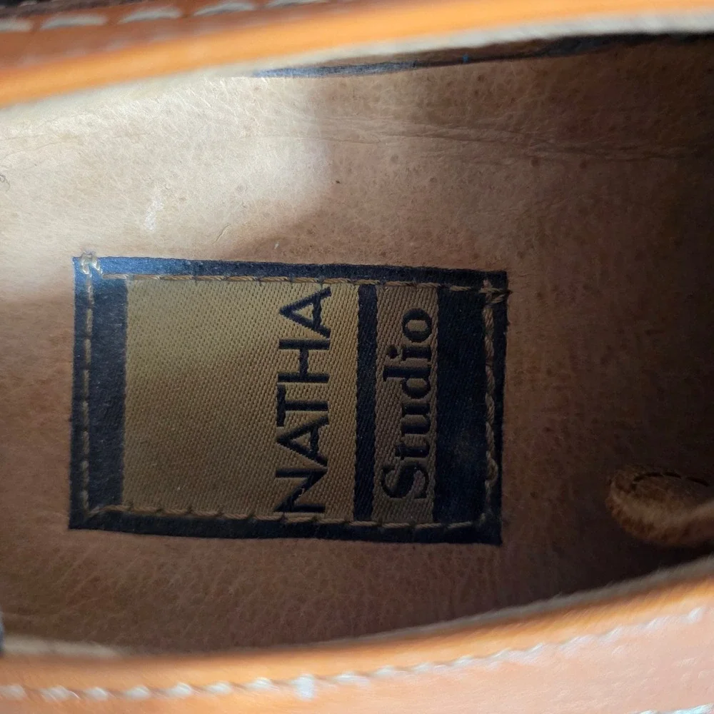 VTG Natha Studio Leather Square Toe Mens‎ Dress Shoes Lace Up Oxfords Romania 12